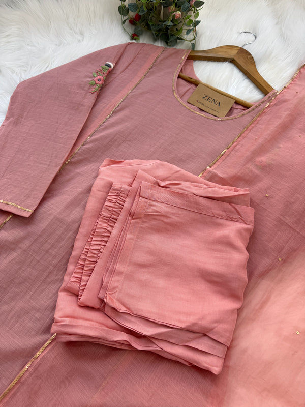 ✨ Premium Mul Chanderi Handwork Kurti Set ✨