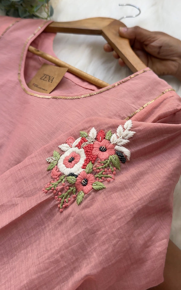 ✨ Premium Mul Chanderi Handwork Kurti Set ✨