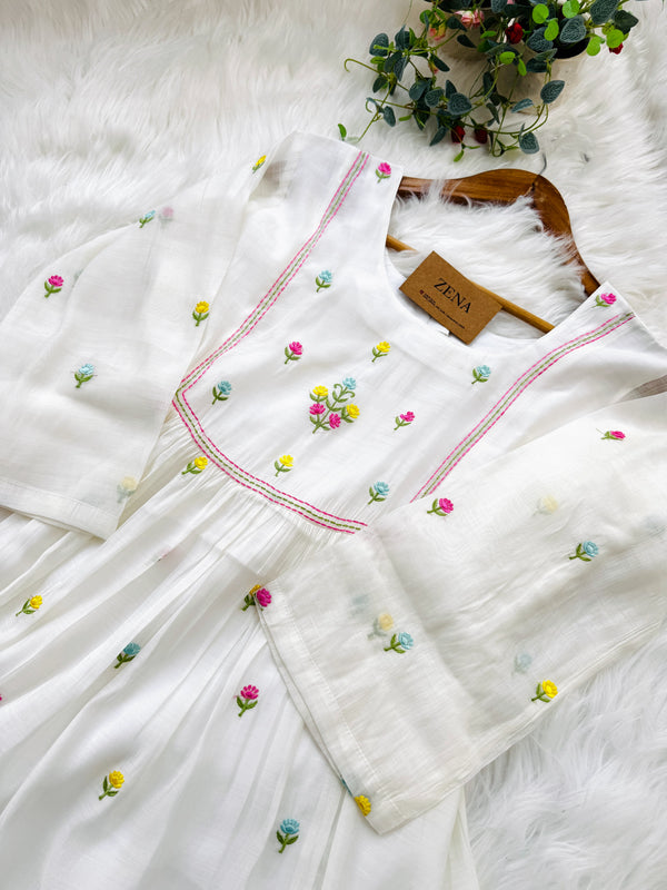 ✨ Glass Chanderi Anarkali Kurti Set – Top, Bottom & Dupatta ✨