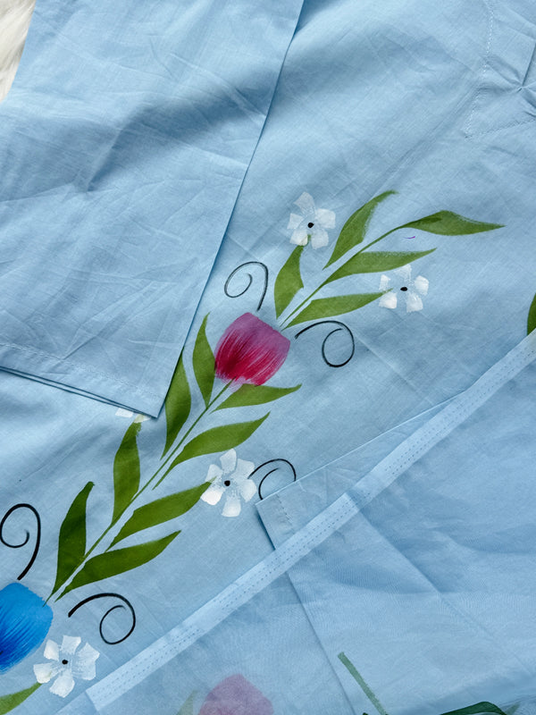 Pure Cotton Hand-Painted Slitted Kurti Set