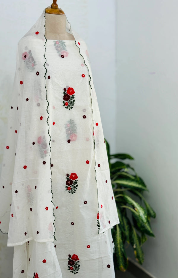 Premium Mul Chanderi Embroidered Unstitched Suit – Redefining Ethnic Elegance
