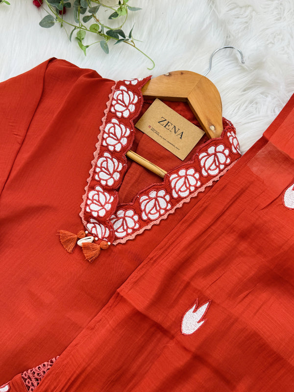 ✨ Muslin Party Wear Kurti Set with Appliqué Work ✨