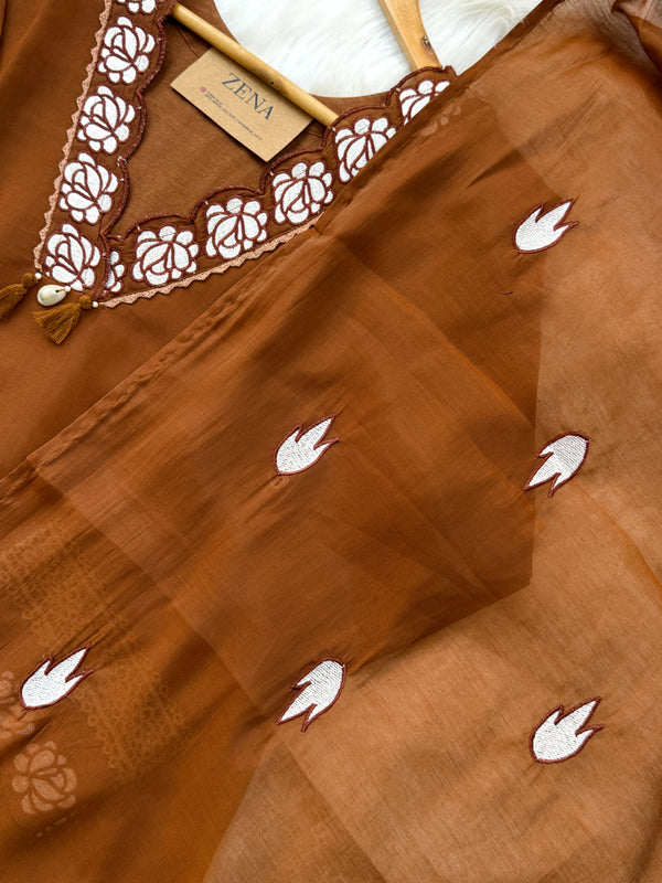 ✨ Muslin Party Wear Kurti Set with Appliqué Work ✨