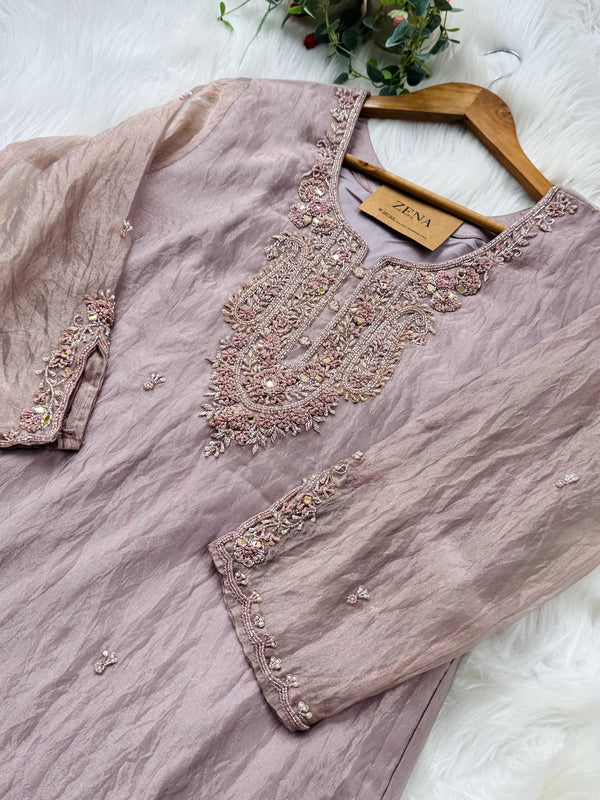 ✨ Premium Crushed Tissue Silk Handwork Suit – Top, Bottom & Dupatta ✨