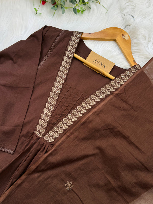 Pure Cotton Embroidered Anarkali Set