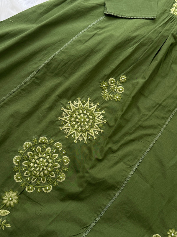 Pure Cotton Embroidered Anarkali Set