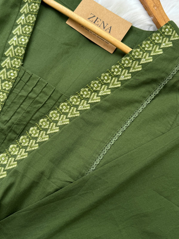 Pure Cotton Embroidered Anarkali Set