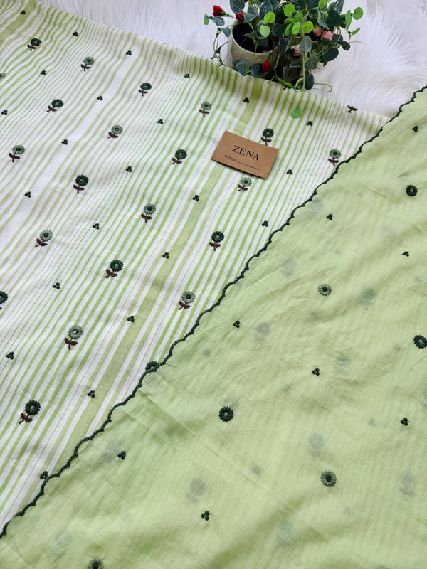 Unstitched Pure Cotton Kurti Set โ Top, Bottom & Dupatta ๐ฟ