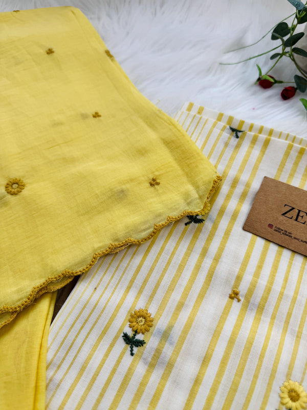 Unstitched Pure Cotton Kurti Set β Top, Bottom & Dupatta πΏ