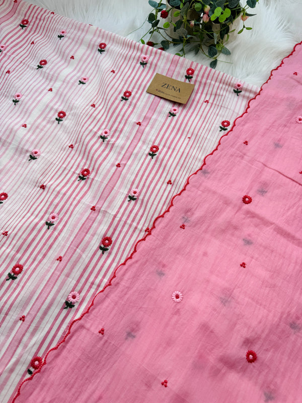 Unstitched Pure Cotton Kurti Set โ Top, Bottom & Dupatta ๐ฟ