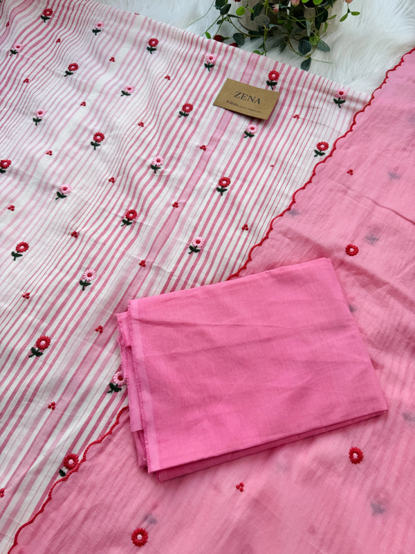 Unstitched Pure Cotton Kurti Set โ Top, Bottom & Dupatta ๐ฟ