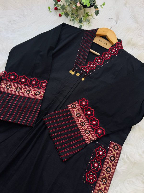 ๐ธ Pure Cotton Embroidered Anarkali Set ๐ธ