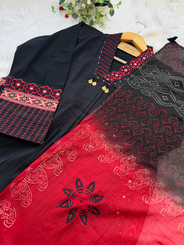 ๐ธ Pure Cotton Embroidered Anarkali Set ๐ธ