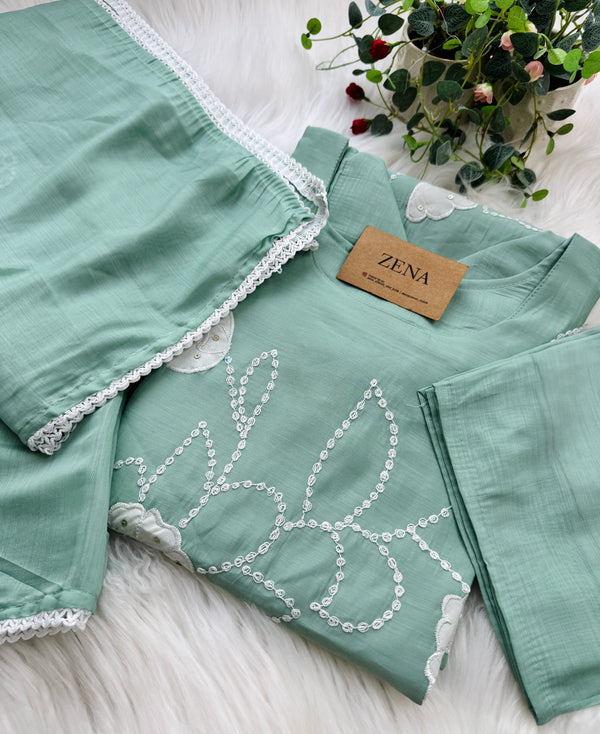 ✨ Premium Mul Chanderi Embroidered Kurti Set ✨