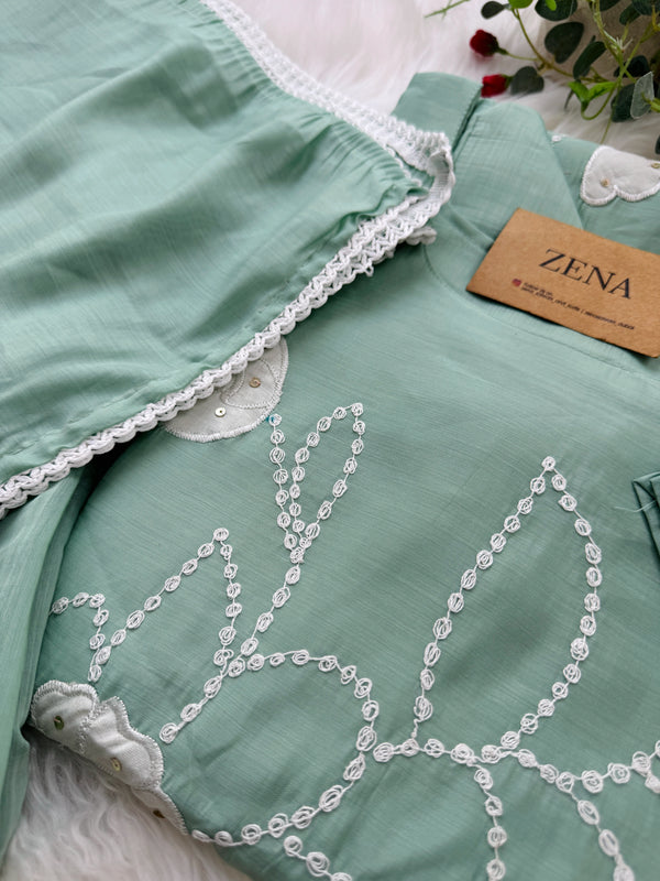 ✨ Premium Mul Chanderi Embroidered Kurti Set ✨