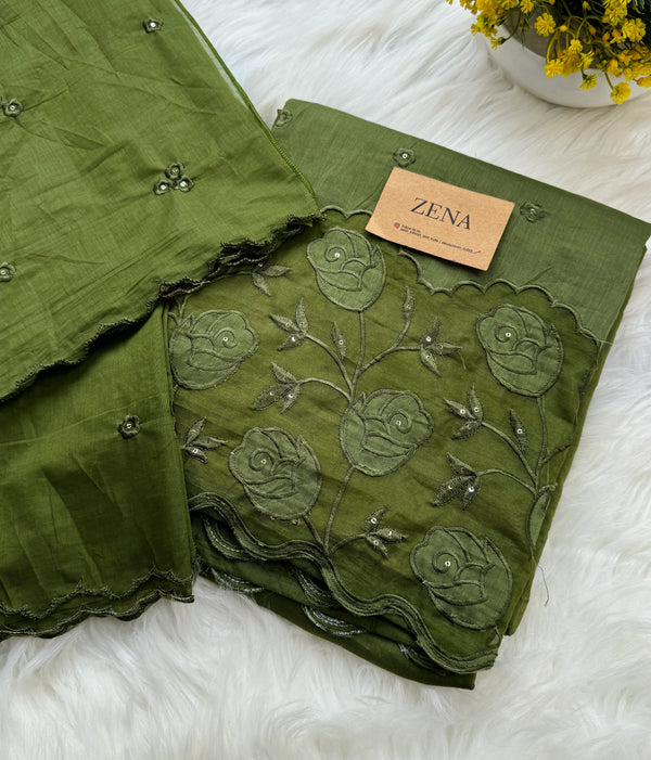 Premium Mul Chanderi Embroidered Unstitched Suit – Redefining Ethnic Elegance