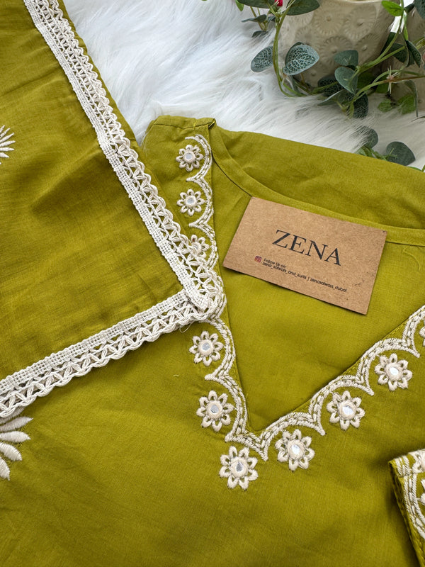 Pure Cotton Embroidered Kurti Set 🌿