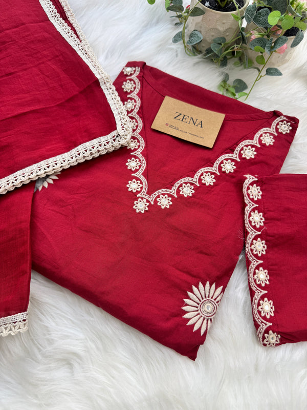 Pure Cotton Embroidered Kurti Set 🌿