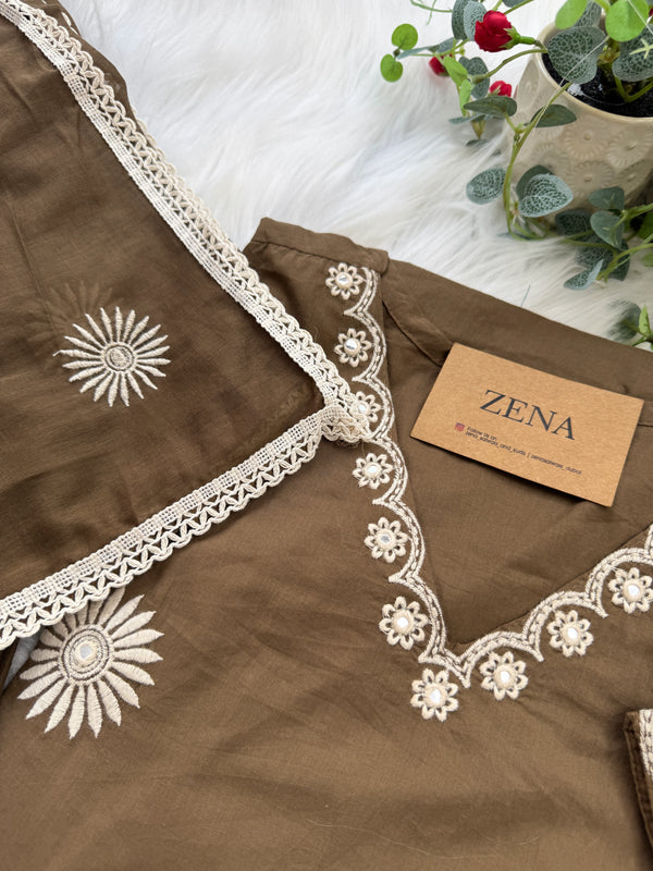 Pure Cotton Embroidered Kurti Set 🌿