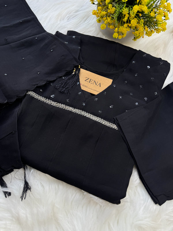 ✨ Glass Chanderi Hand-Detailed Anarkali Set ✨