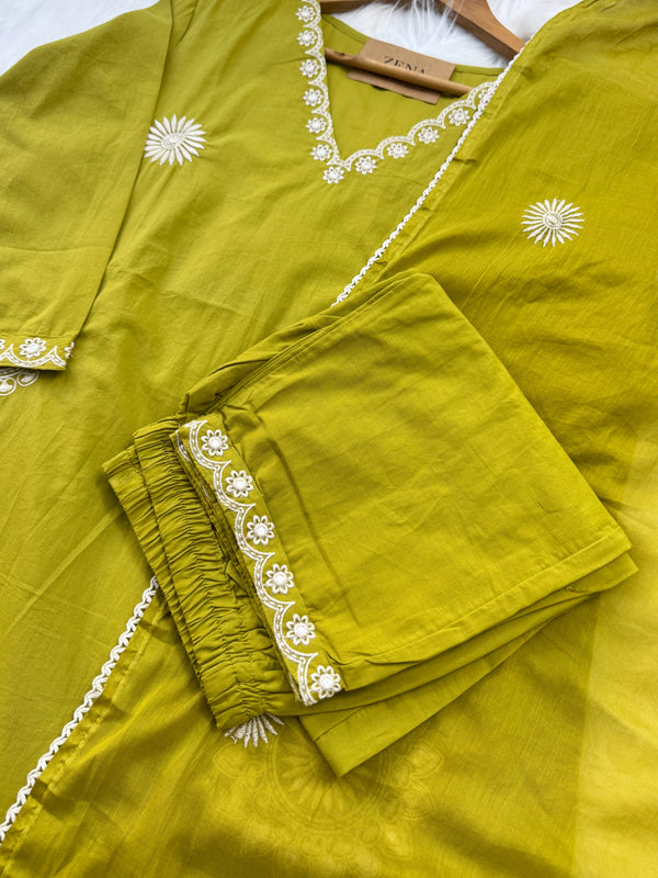 Pure Cotton Embroidered Kurti Set 🌿