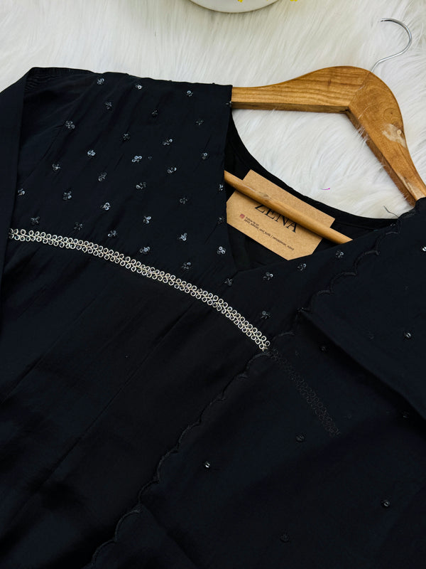 ✨ Glass Chanderi Hand-Detailed Anarkali Set ✨