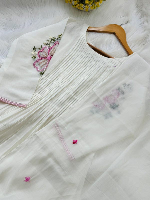 ✨ Premium Mul Chanderi Hand-Detailed Anarkali Set ✨