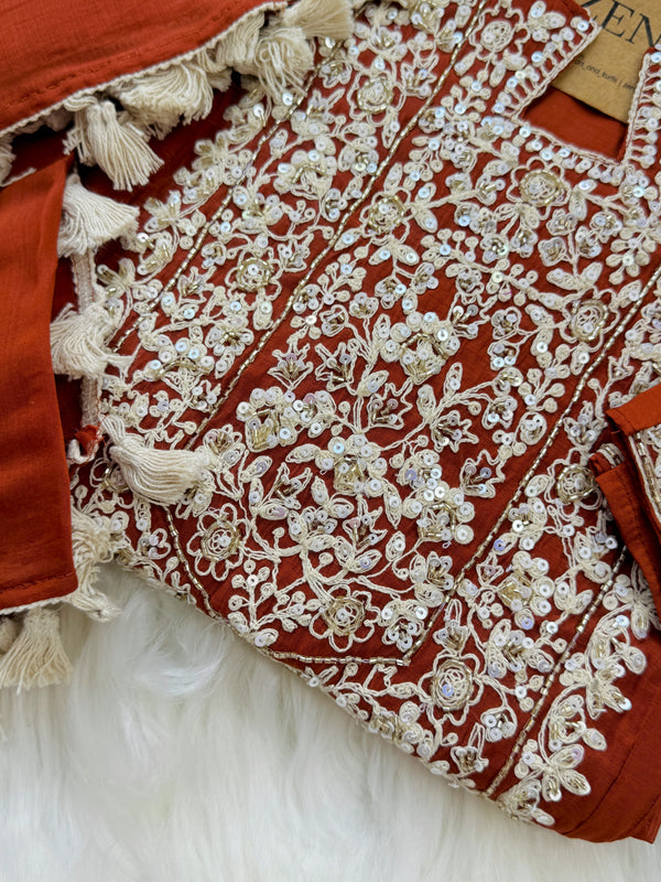 ✨ Mul Chanderi Embroidered Party Wear Kurti Set ✨