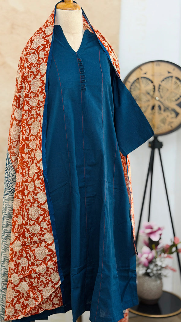 ✨ Pure Cotton A-Line Kurti Set ✨