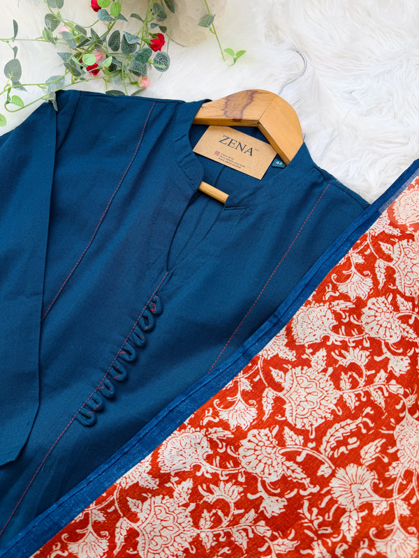 ✨ Pure Cotton A-Line Kurti Set ✨