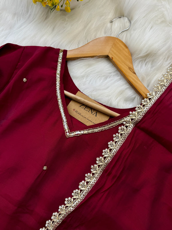 ✨ Mul Chanderi Hand Detailed Anarkali Set ✨