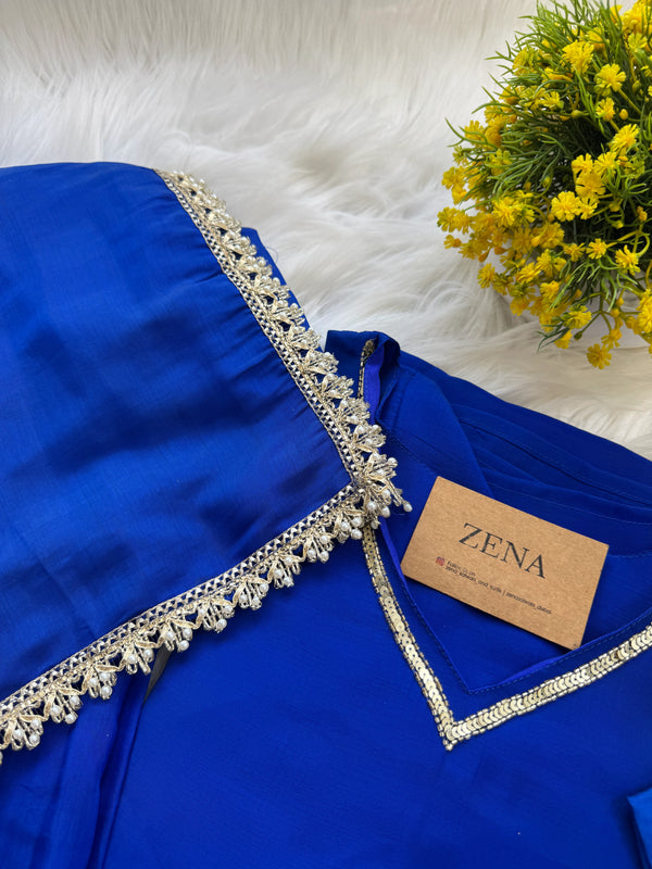 ✨ Mul Chanderi Hand Detailed Anarkali Set ✨