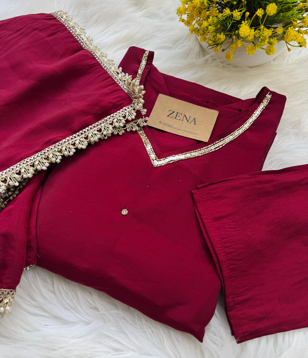 ✨ Mul Chanderi Hand Detailed Anarkali Set ✨