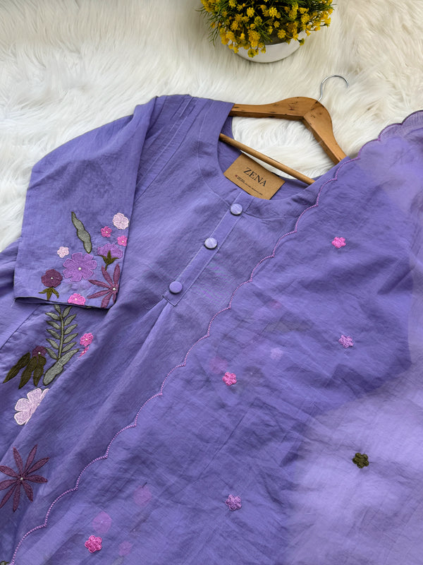 ✨ Mul Chanderi Embroidered Anarkali Set ✨