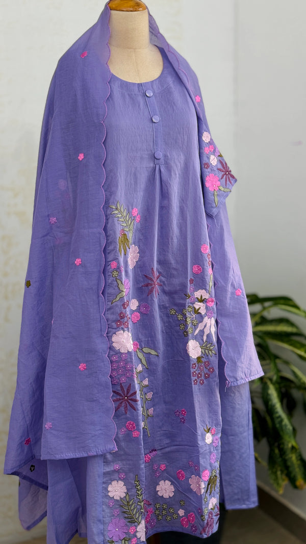 ✨ Mul Chanderi Embroidered Anarkali Set ✨