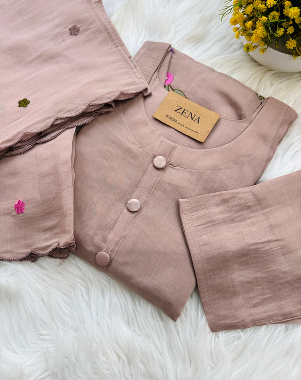 ✨ Mul Chanderi Embroidered Anarkali Set ✨