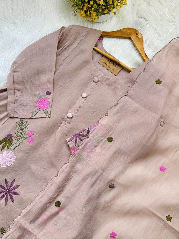 ✨ Mul Chanderi Embroidered Anarkali Set ✨