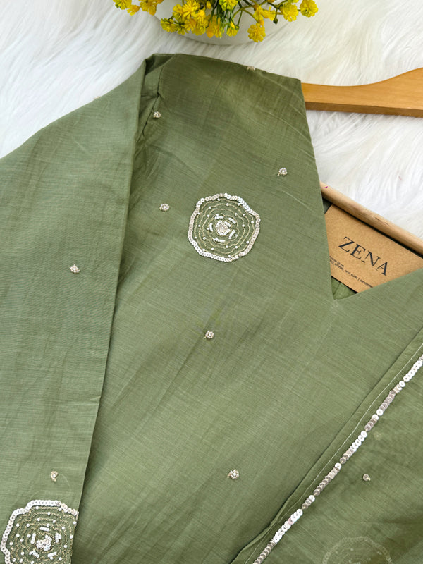 ✨ Premium Mul Chanderi Embroidered Kurti Set ✨