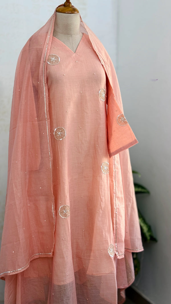 ✨ Premium Mul Chanderi Embroidered Kurti Set ✨