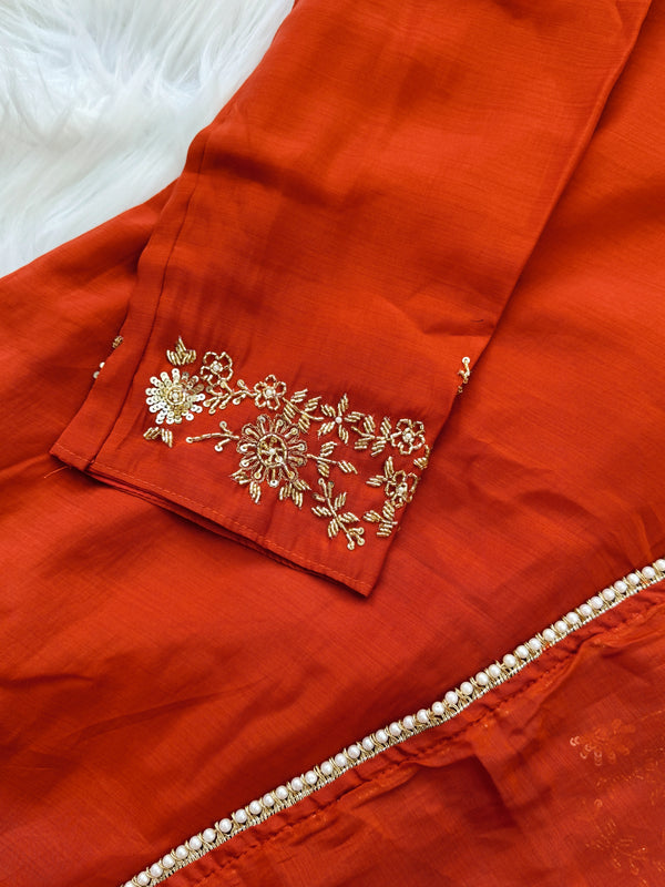 ✨ Mul Chanderi Hand Detailed Anarkali Set ✨