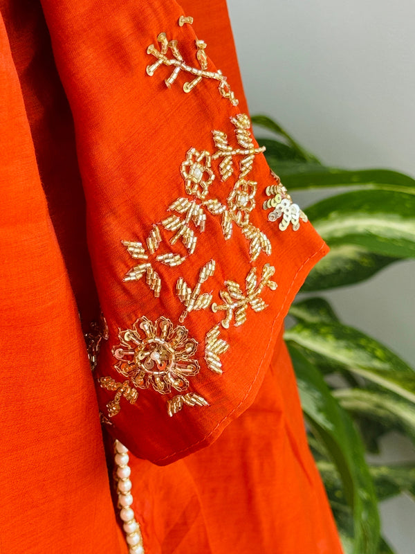 ✨ Mul Chanderi Hand Detailed Anarkali Set ✨