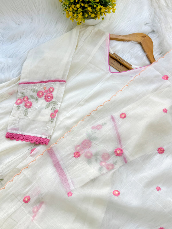 ✨ Premium Mul Chanderi Embroidered Anarkali Set ✨