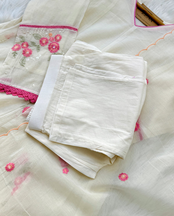 ✨ Premium Mul Chanderi Embroidered Anarkali Set ✨