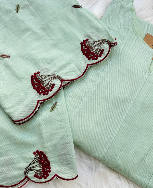 ✨ Pure Mul Cotton Embroidered Anarkali Set ✨