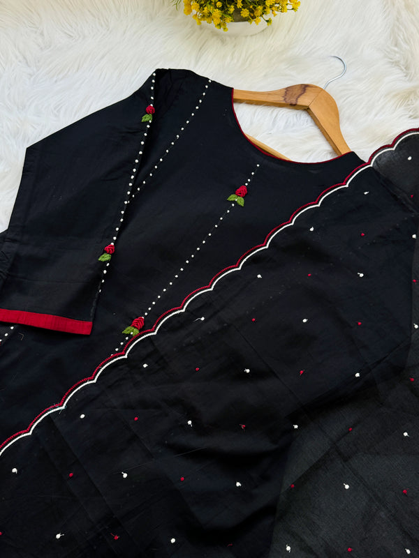 ✨ Pure Cotton French Knot Anarkali Set ✨