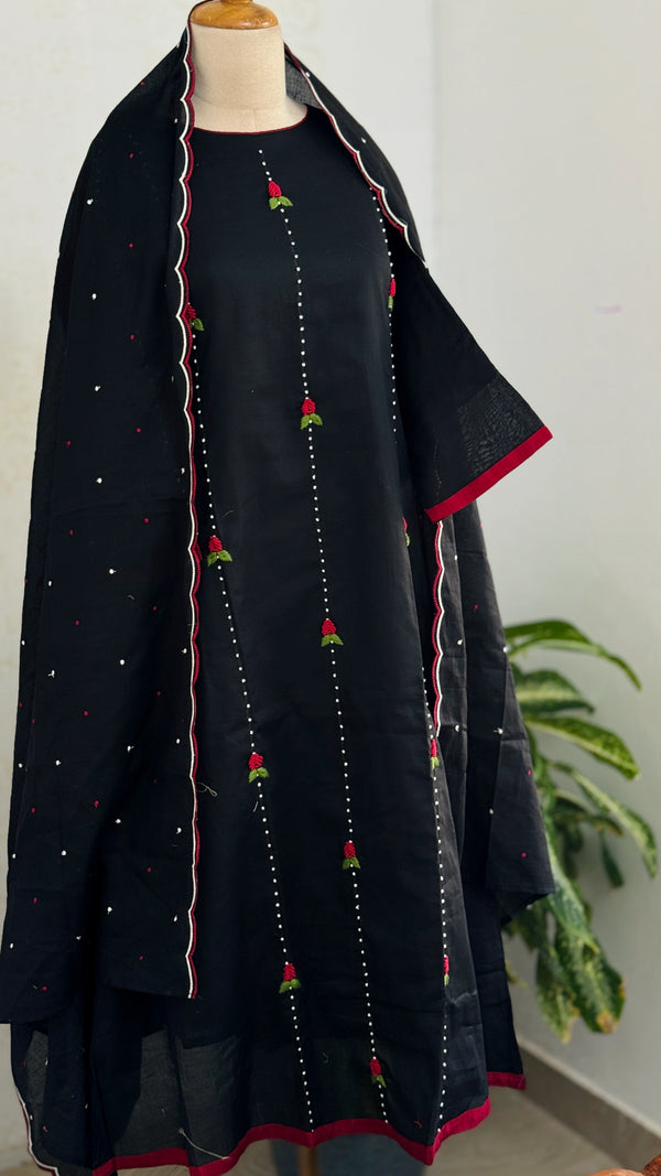 ✨ Pure Cotton French Knot Anarkali Set ✨