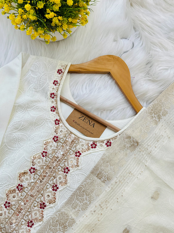 ✨ Chikankari Hand Detailed Party Wear Kurti Set ✨