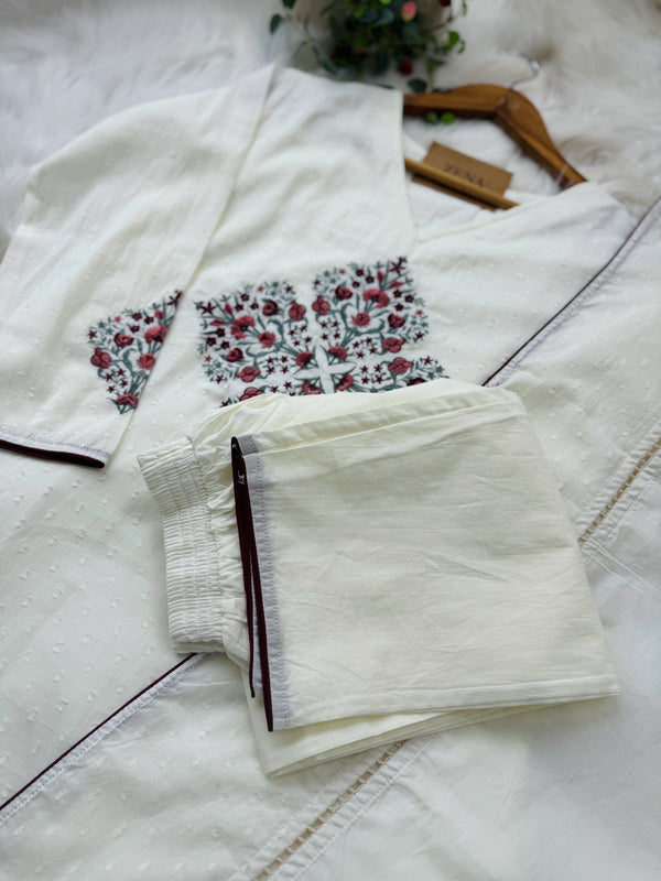 ✨ Pure Cotton Embroidered Kurti Set ✨