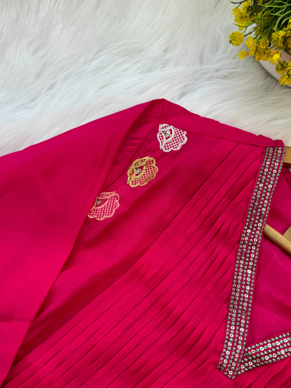 ✨ Mul Chanderi Embroidered Anarkali Set ✨