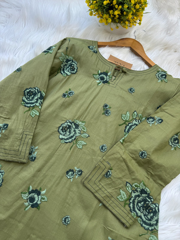 ✨ Pure Cotton Embroidered Kurti Set ✨